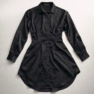 SHEIN Black Long Sleeve Shirt Dress